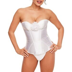*NWT* Adore Me Laurin Corset, G-String & Garter Set Bright White